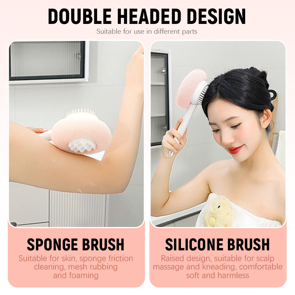 MAYCREATE Retractable Bathing Brush 14.8 inches Long Handle Sponge Brush Double Side Floral Bathing Loofah Brush Body Massager Back Scrubber Exfoliator Brush MAYCREATE Retractable Bathing Brush 14.8 inches Long Handle Sponge Brush Double Side Floral Bathing Loofah Brush Body Massager Back Scrubber Exfoliator Brush